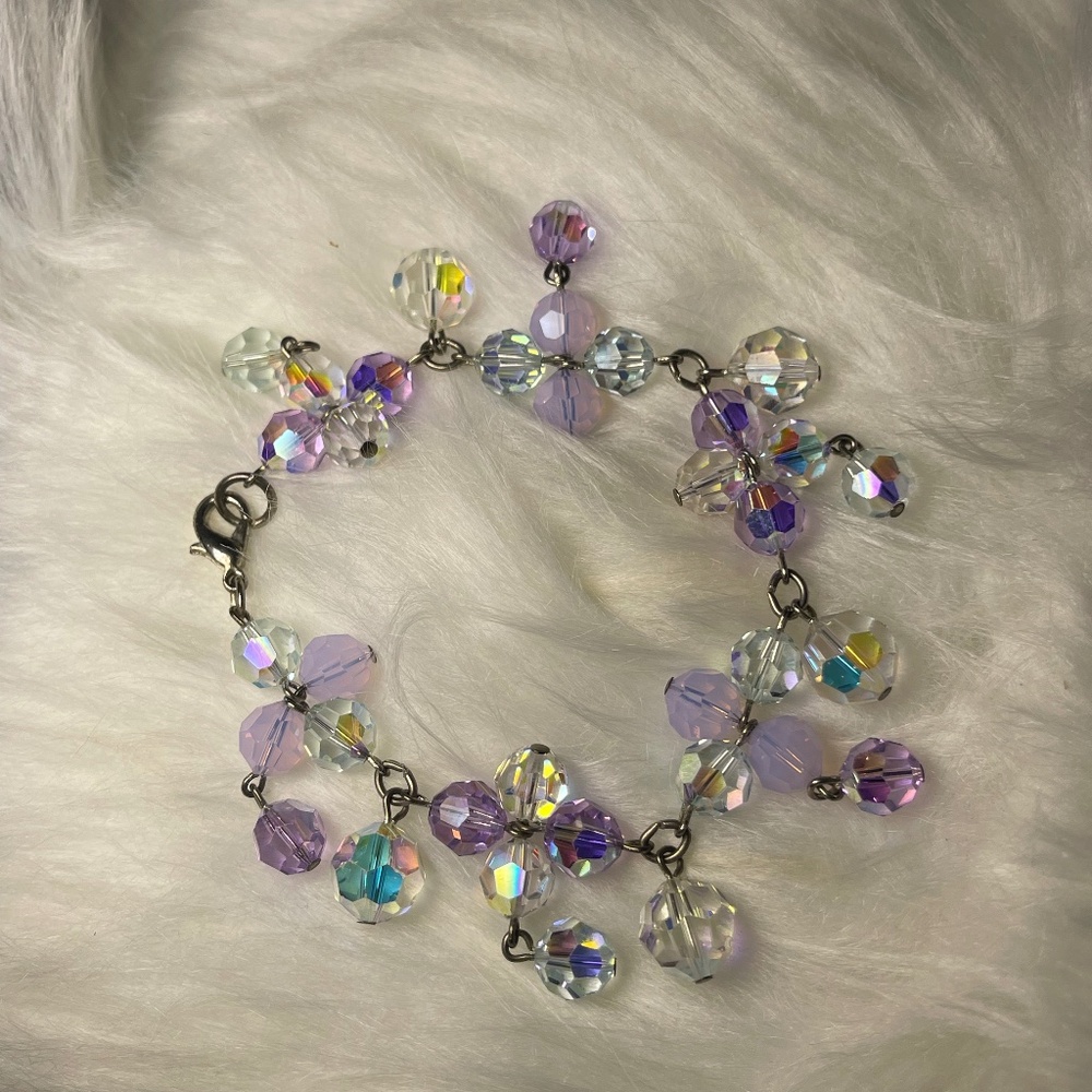 Crystal & Purple Beads Bracelet